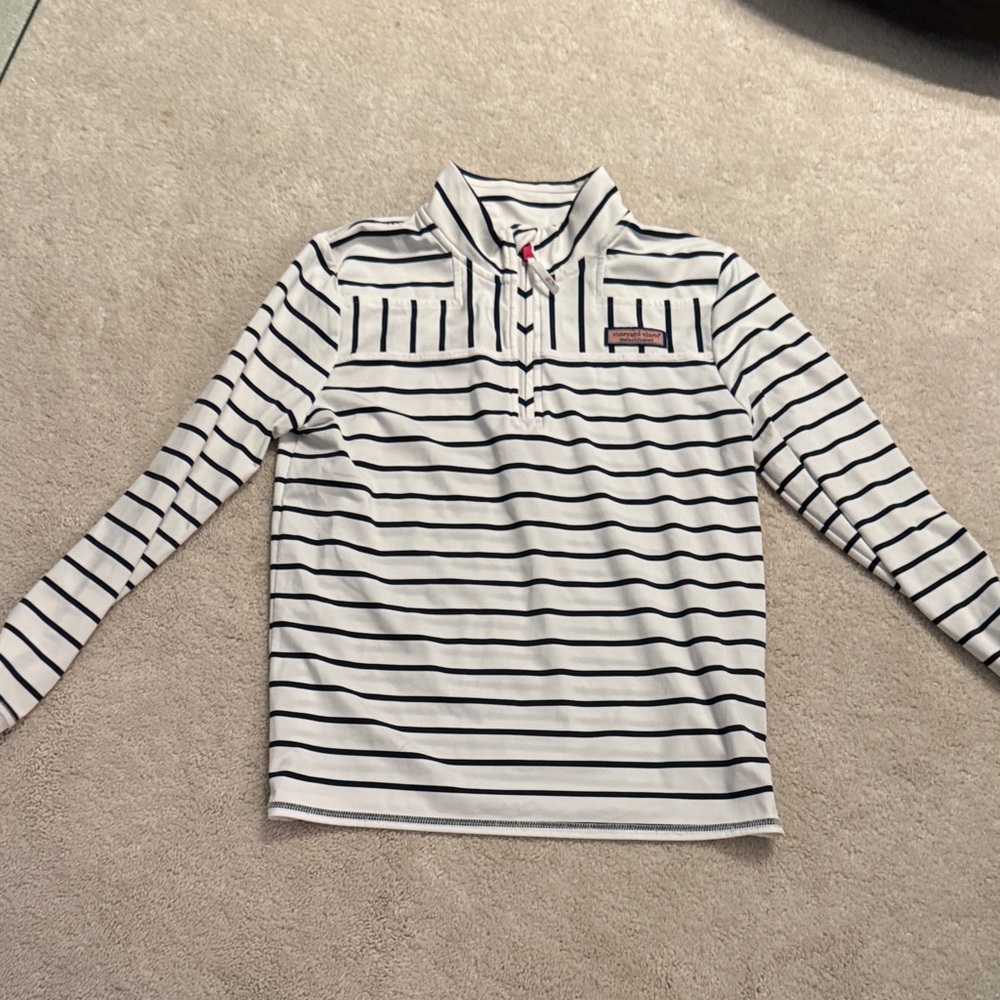 Vineyard Vines Sankay style  Navy and White Striped Kids 1/4 zip